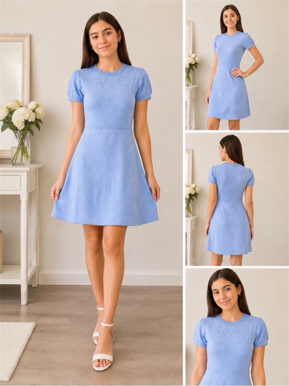 I.N. Girl  Periwinkle Knit Fit & Flare Sweater Dress Big girl Size 16 NWT
